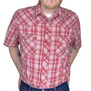 Wrangler - Vintage Short Sleeve Pearl Snap Western Shirt Size Large